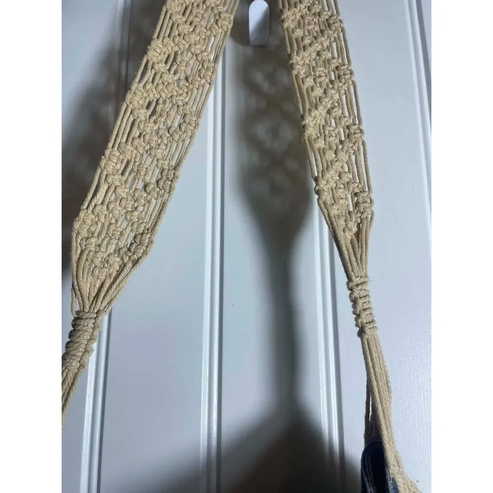 Ladies Levi's Denim Purse-Braided/Macrame Strap, Tassels. Boho Y2K, Hippie